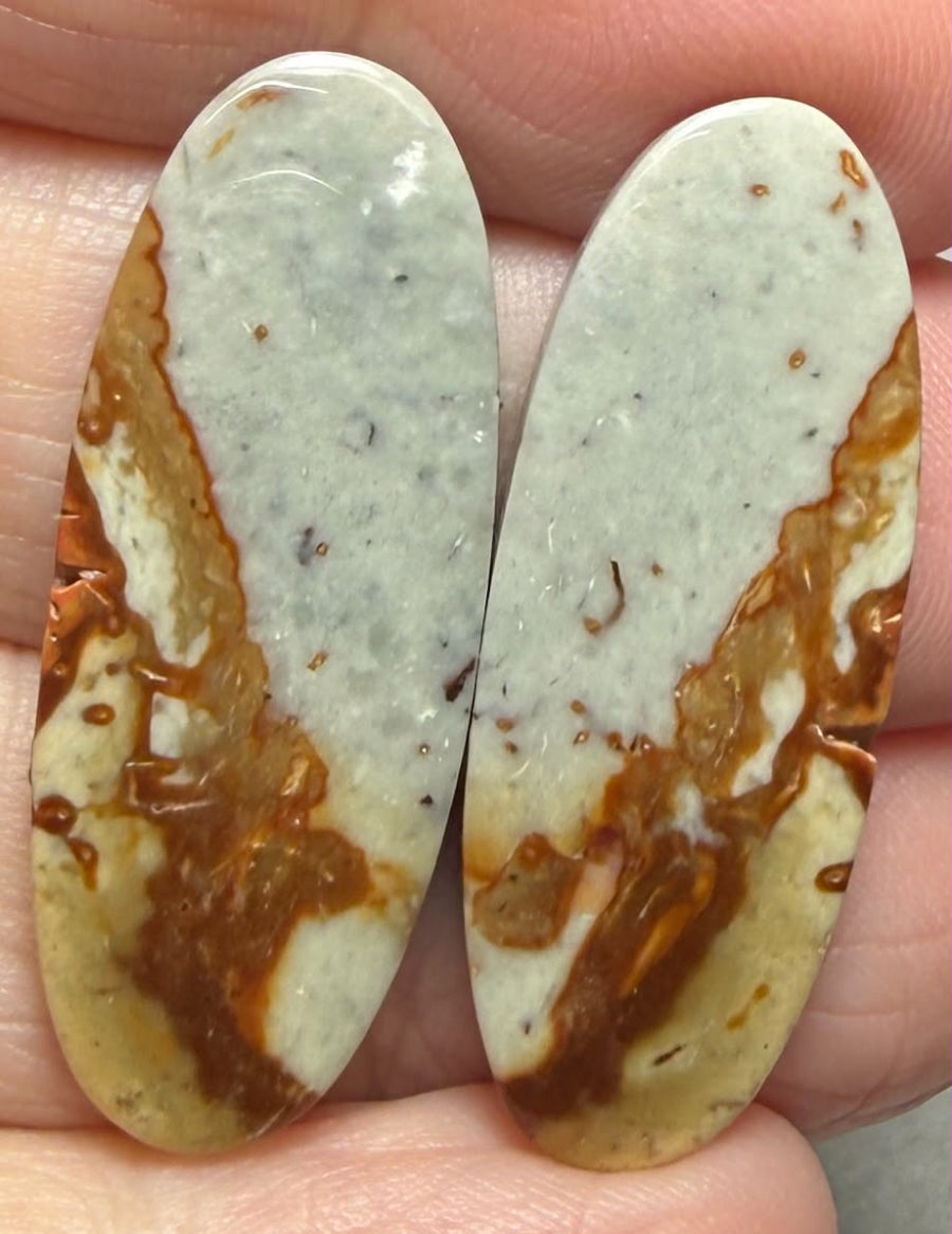 Oval 33x13mm Polychrome Jasper Cabochon Pair 24