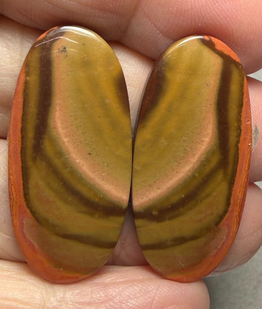 Oval 34x16mm Polychrome Jasper Cabochon Pair 31