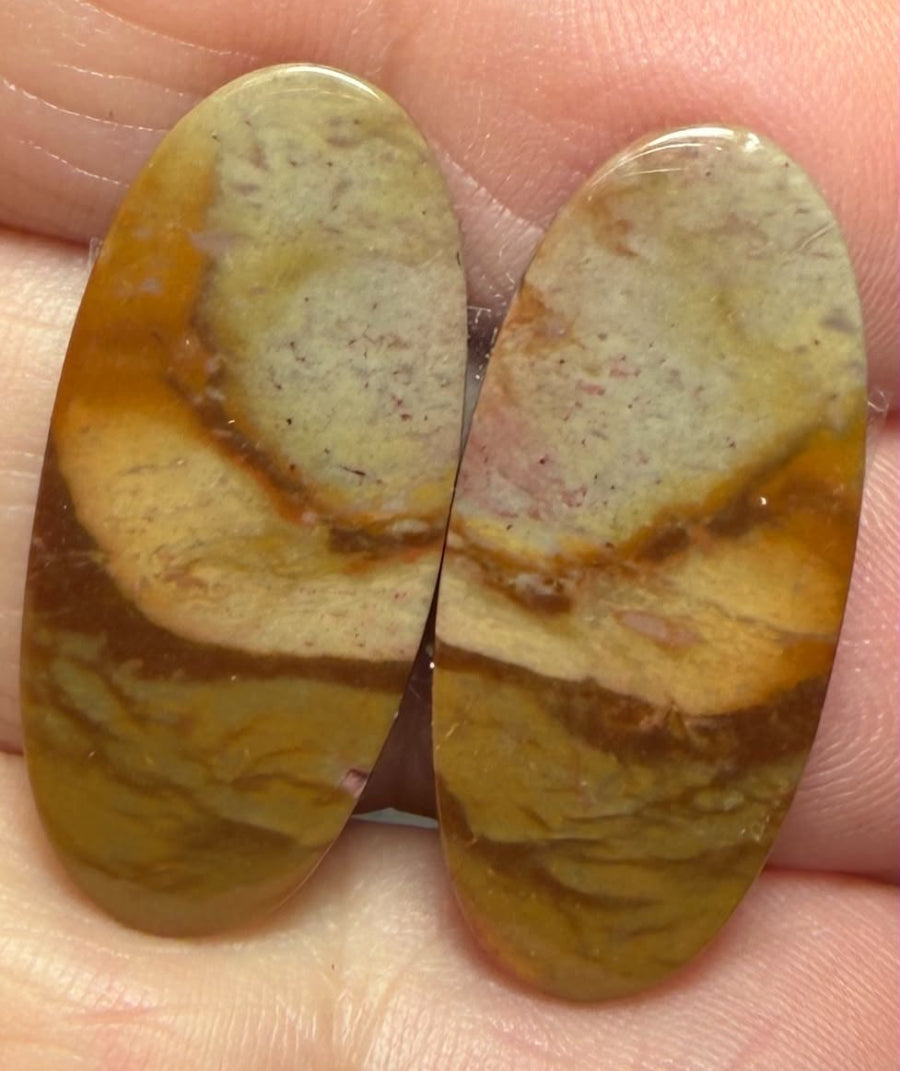 Oval 28x12mm Polychrome Jasper Cabochon Pair 37
