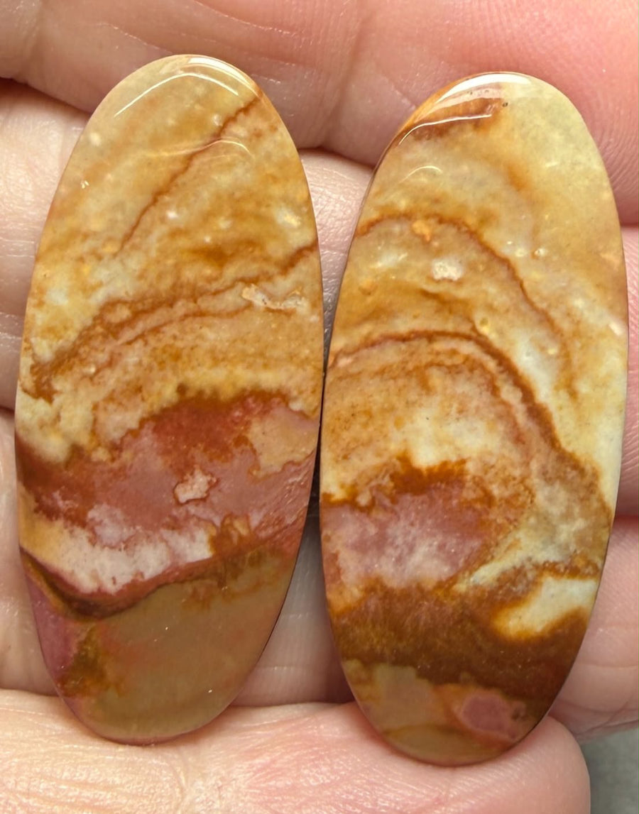Oval 36x16mm Polychrome Jasper Cabochon Pair 41