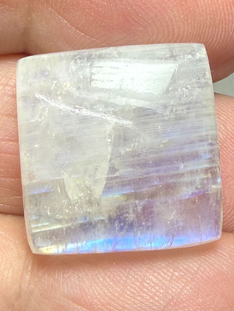 Square 19x19mm Rainbow Moonstone Cabochon 131