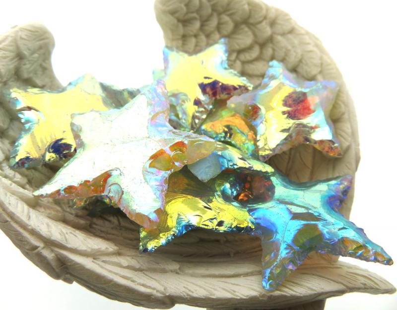 Single Hand Knapped Aura Quartz Star