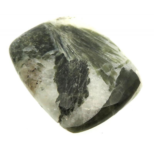 Rectangle 33x26mm Green Tourmaline in Quartz Cabochon 06