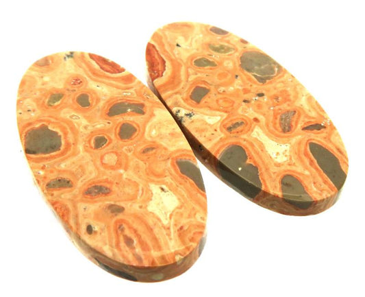 Oval 31x15mm Leopardite Jasper Cabochon Pair 01