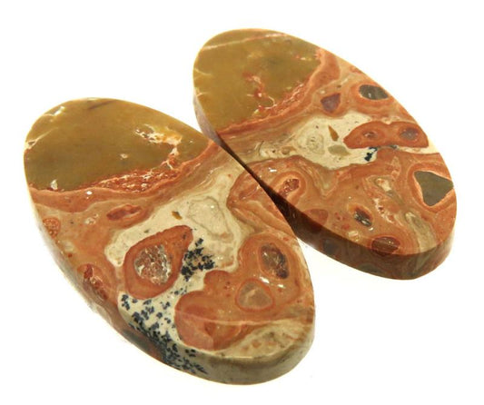 Oval 27x13mm Leopardite Jasper Cabochon Pair 06