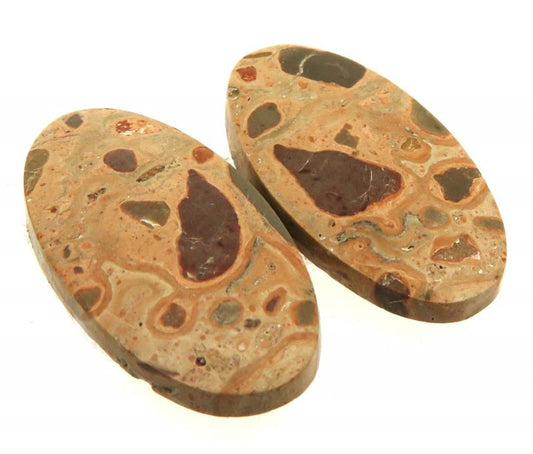 Oval 26x14mm Leopardite Jasper Cabochon Pair 13