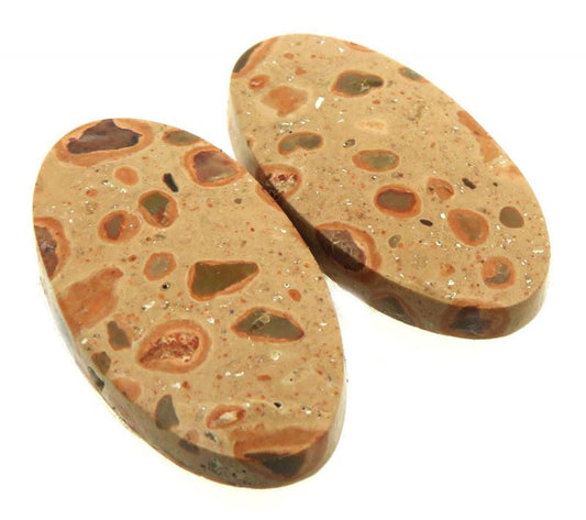 Oval 25x13mm Leopardite Jasper Cabochon Pair 15