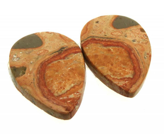 Teardrop 23x16mm Leopardite Jasper Cabochon Pair 18