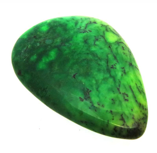 Teardrop 34x23mm Green Coloured Dendritic Opal Cabochon 30