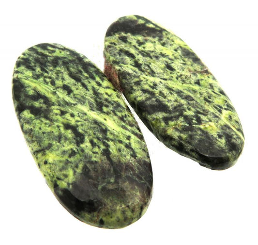 Oval 34x16mm Lemon Jasper Cabochon Pair 04