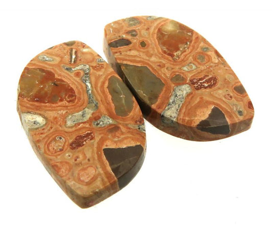 Freeform 23x14mm Leopardite Jasper Cabochon Pair 20