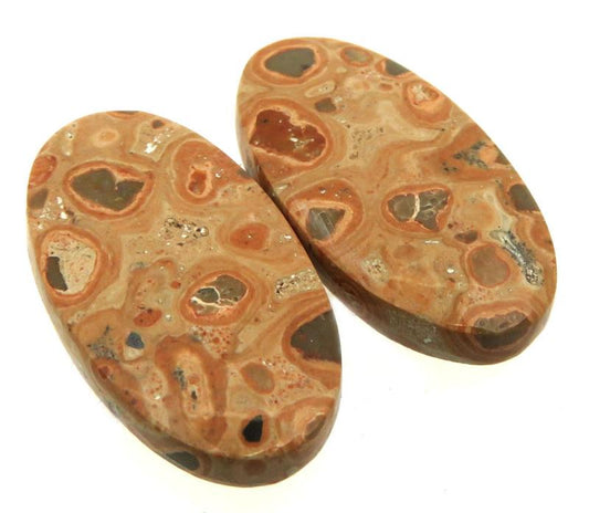 Oval 25x14mm Leopardite Jasper Cabochon Pair 23