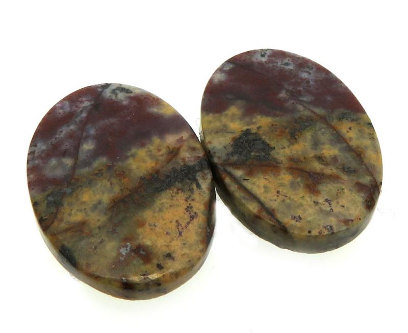 Oval 22x15mm Bloodstone Cabochon Pair 01