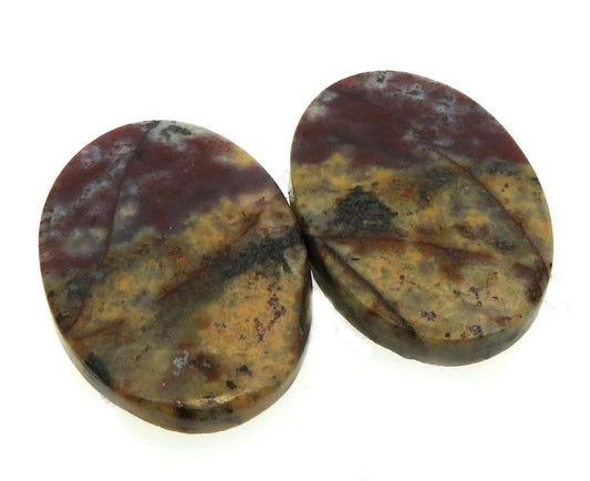 Oval 22x15mm Bloodstone Cabochon Pair 01
