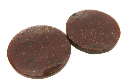 Round 24x24mm Bloodstone Cabochon Pair 02