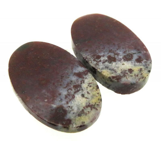 Oval 24x15mm Bloodstone Cabochon Pair 06