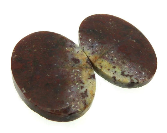 Oval 25x17mm Bloodstone Cabochon Pair 07
