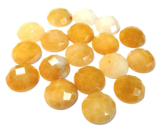 Single Round 16mm Faceted Topaz Jade Cabochon