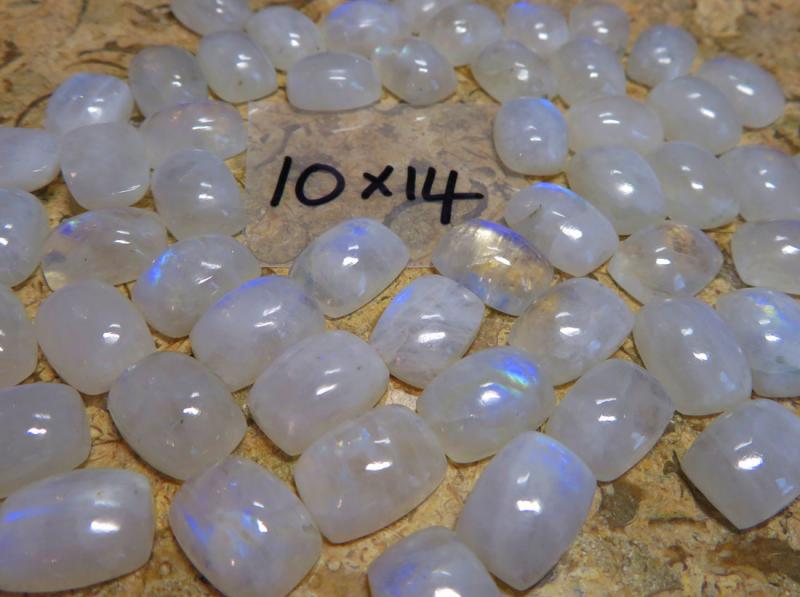 Single Rectangle 14x10mm Rainbow Moonstone Cabochon