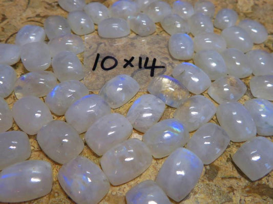 Single Rectangle 14x10mm Rainbow Moonstone Cabochon