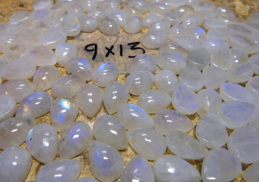 Single Teardrop 13x9mm Rainbow Moonstone Cabochon