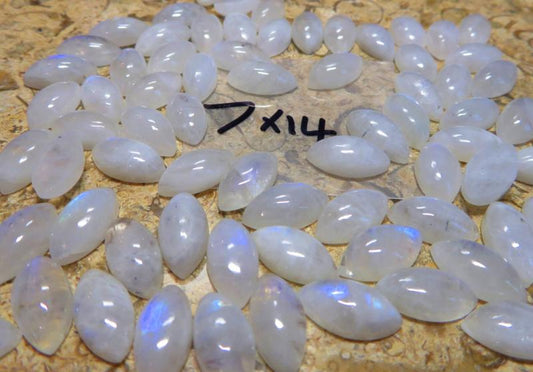 Single Marquise 14x7mm Rainbow Moonstone Cabochon
