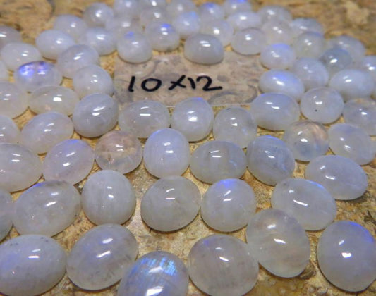 Single Oval 12x10mm Rainbow Moonstone Cabochon
