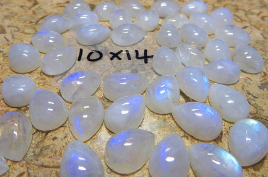 Single Teardrop 14x10mm Rainbow Moonstone Cabochon