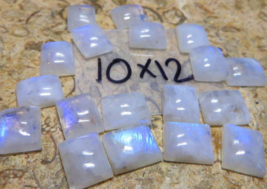 Single Rectangle 12x10mm Rainbow Moonstone Cabochon