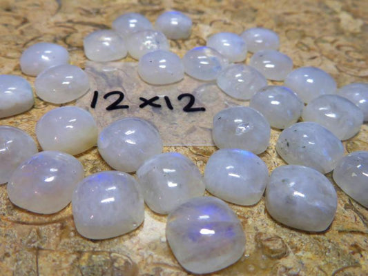 Single Square 12x12mm Rainbow Moonstone Cabochon