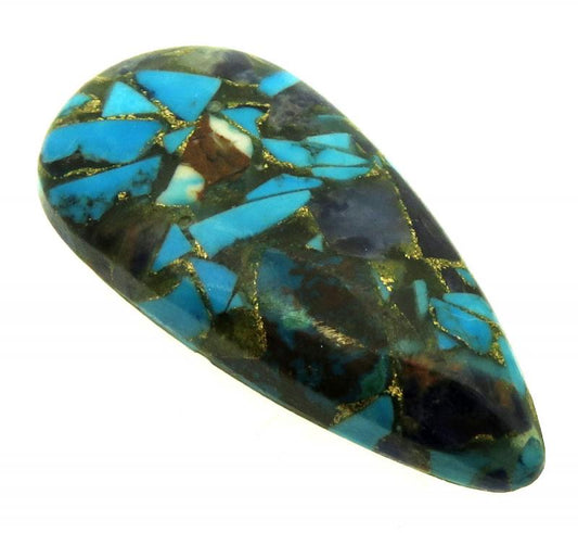 Teardrop 35x17mm Mohave Turquoise with Sodalite Cabochon 06