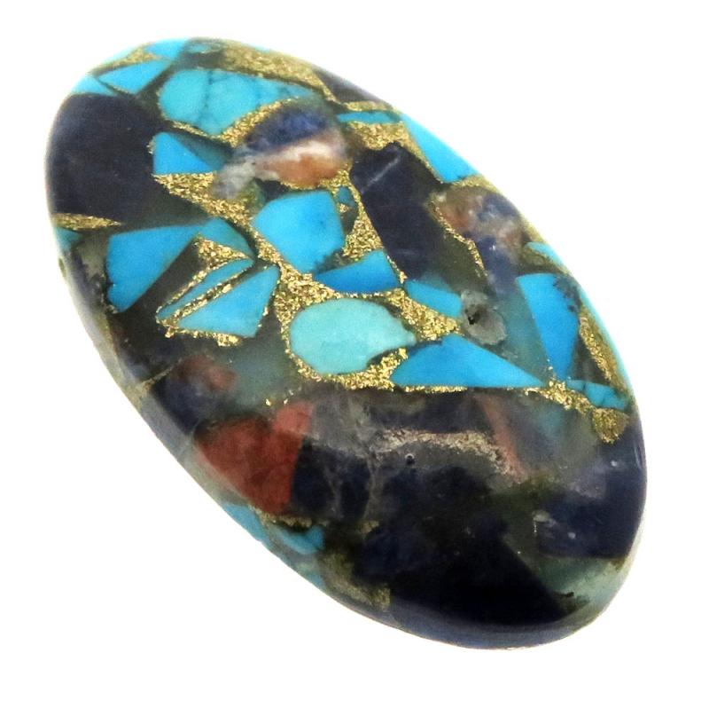 Oval 34x18mm Mohave Turquoise with Sodalite Cabochon 09
