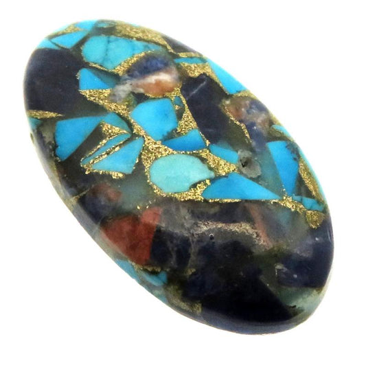 Oval 34x18mm Mohave Turquoise with Sodalite Cabochon 09