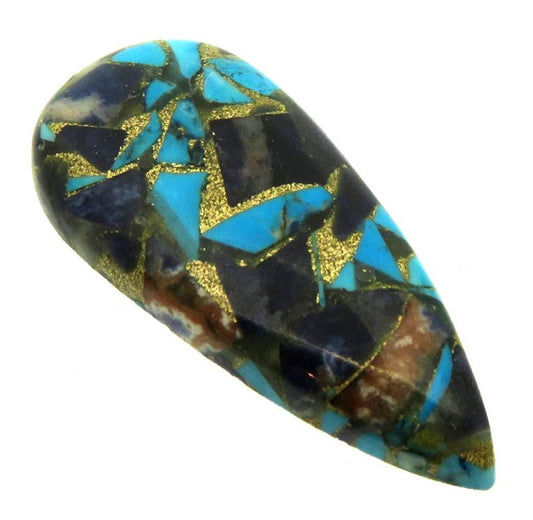 Teardrop 38x17mm Mohave Turquoise with Sodalite Cabochon 13