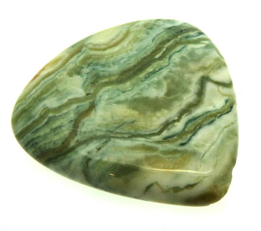 Teardrop 32x31mm Green Lace Jasper Cabochon 11