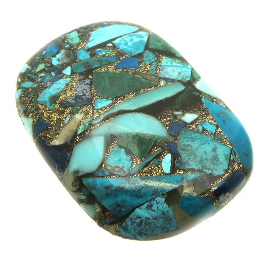 Rectangle 33x23mm Mohave Turquoise with Shattuckite Cabochon 01