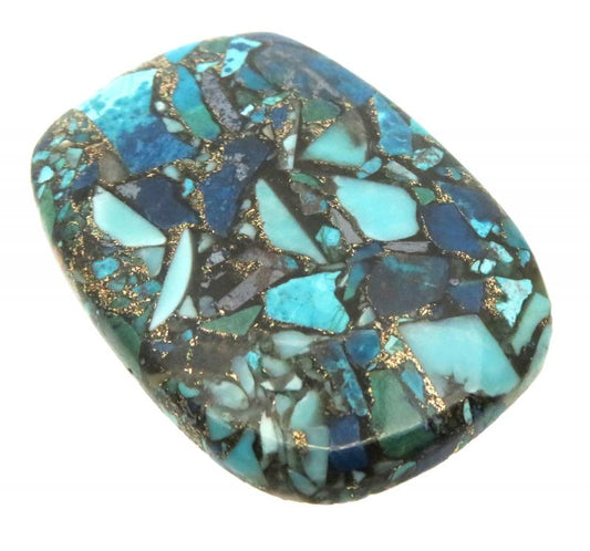 Rectangle 41x28mm Mohave Turquoise with Shattuckite Cabochon 04
