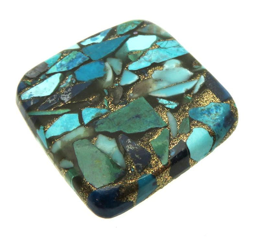 Square 26x26mm Mohave Turquoise with Shattuckite Cabochon 05
