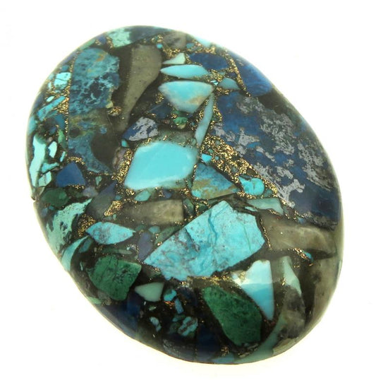 Oval 37x26mm Mohave Turquoise with Shattuckite Cabochon 09