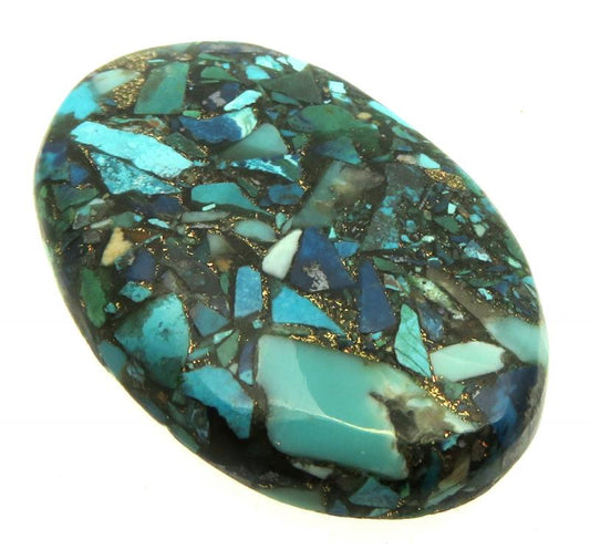 Oval 38x25mm Mohave Turquoise with Shattuckite Cabochon 15