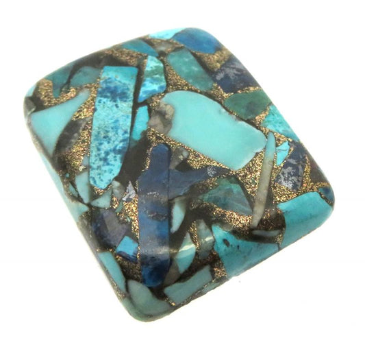 Rectangle 31x25mm Mohave Turquoise with Shattuckite Cabochon 16