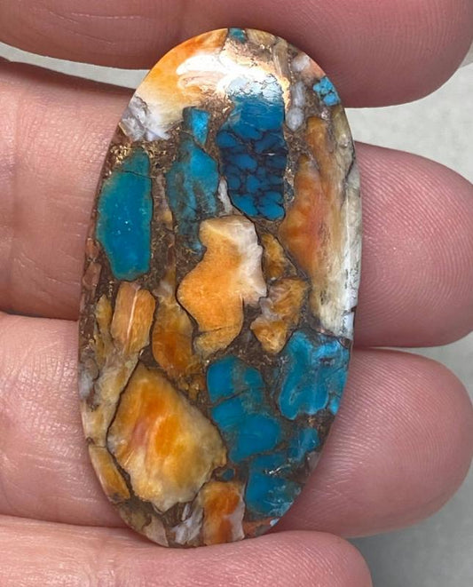 Oval 43x23mm Spiny Oyster Turquoise Cabochon 43