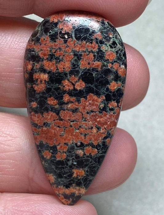 Teardrop 43x22mm Mexican Flower Obsidian Cabochon 05