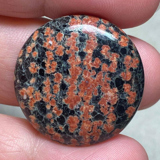 Round 27x27mm Mexican Flower Obsidian Cabochon 07
