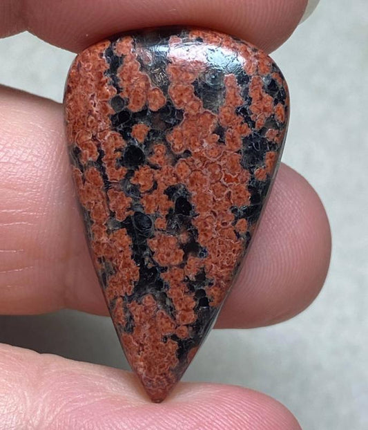 Teardrop 33x19mm Mexican Flower Obsidian Cabochon 13