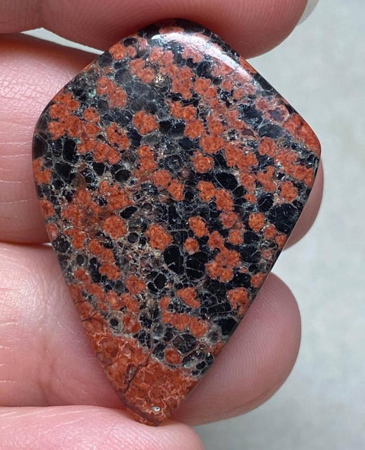 Freeform 37x26mm Mexican Flower Obsidian Cabochon 14