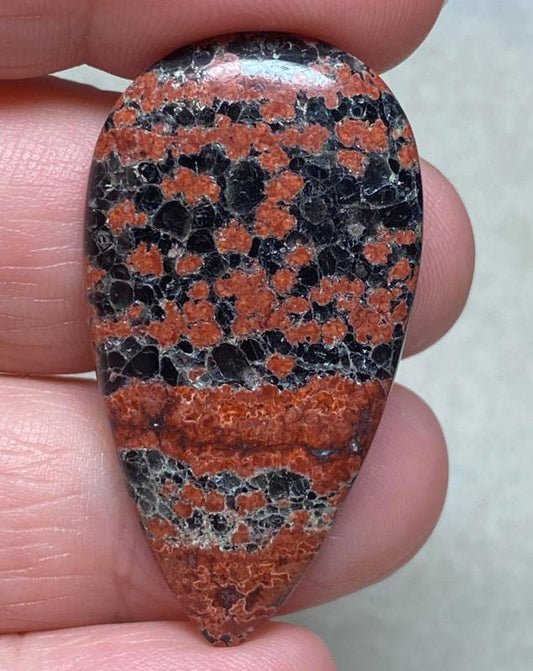 Teardrop 42x22mm Mexican Flower Obsidian Cabochon 15