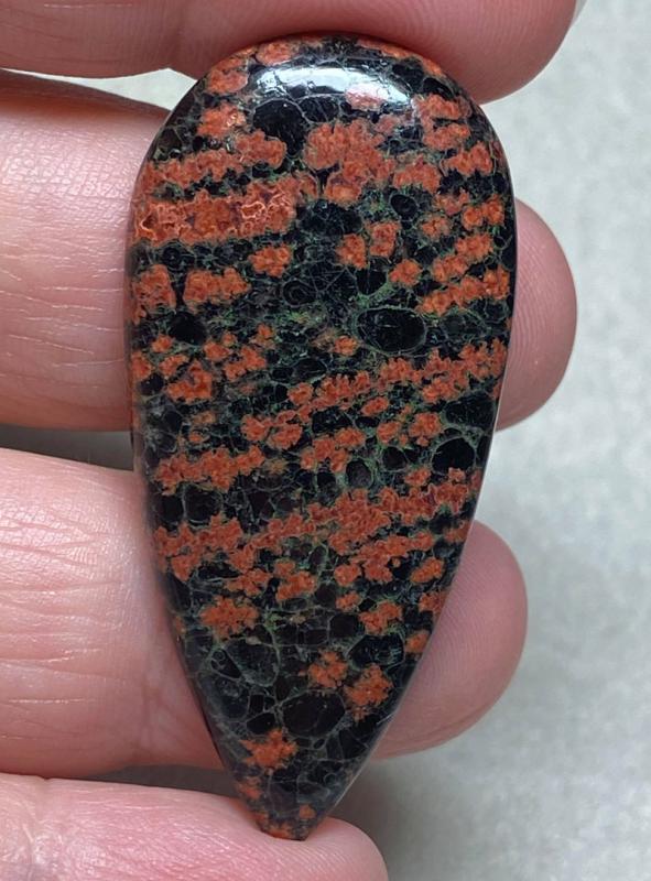 Teardrop 48x23mm Mexican Flower Obsidian Cabochon 16