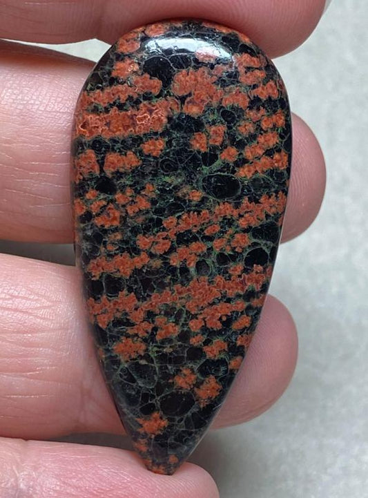 Teardrop 48x23mm Mexican Flower Obsidian Cabochon 16