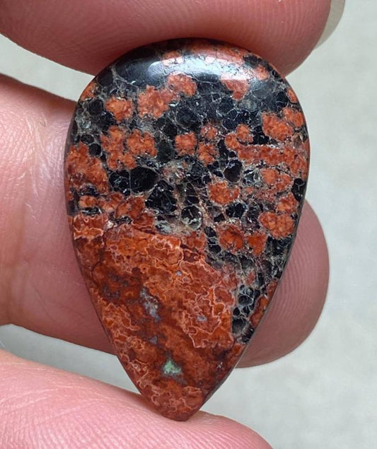 Teardrop 28x18mm Mexican Flower Obsidian Cabochon 17